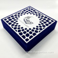 Blue Velvet Wooden Box For Dates Laser Logo